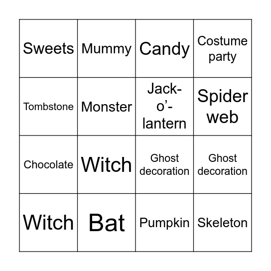 Halloween Bingo Card