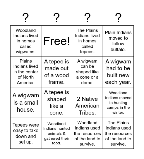 Answer Questions Bingo Card