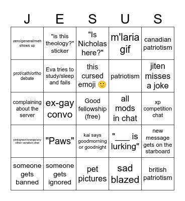 NB SERVER BINGO PART DEUX LETS GO Bingo Card