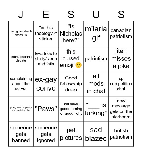 NB SERVER BINGO PART DEUX LETS GO Bingo Card