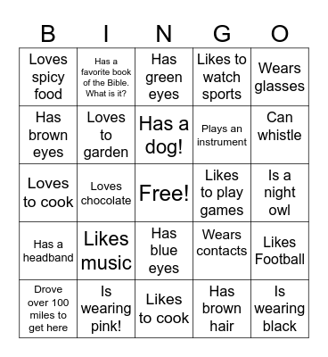 Find Someone Who......... Bingo Card