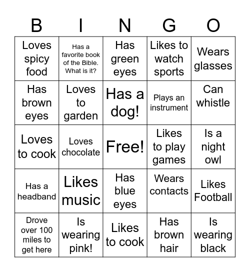 Find Someone Who......... Bingo Card