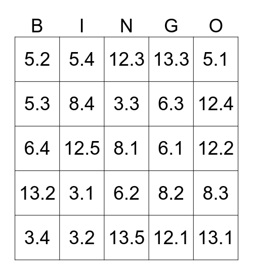 Room Swap Bingo Card
