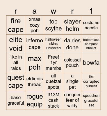 rawr's 1st year - 10/06/25 to 10/06/26 Bingo Card