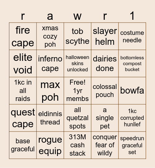 rawr's 1st year - 10/06/25 to 10/06/26 Bingo Card