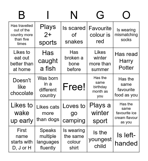 Find someone who... Bingo Card