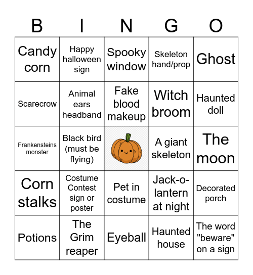 Spooky Halloween Card 3 Bingo Card