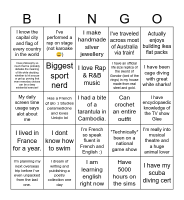 Not a Quiz Night Bingo Card