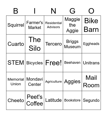 Weekend Social Bingo Card