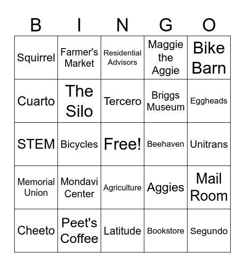 Weekend Social Bingo Card