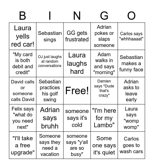 Boss's Day Bingo Card