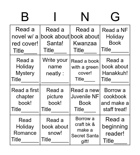 Holiday Reading Conversations Bingo! Bingo Card