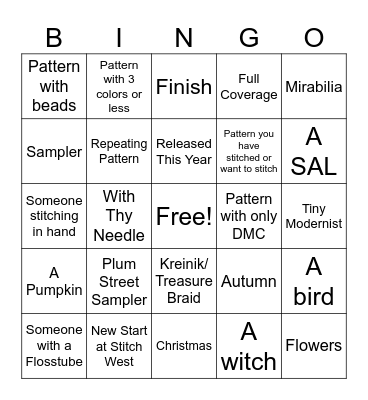 Stitchy BINGO Card
