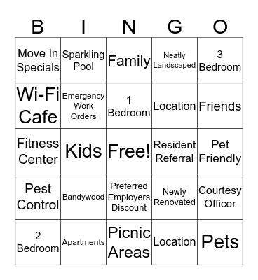 Facebook Bingo Card
