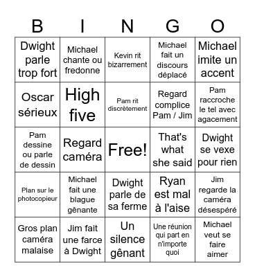 The Office (français) Bingo Card