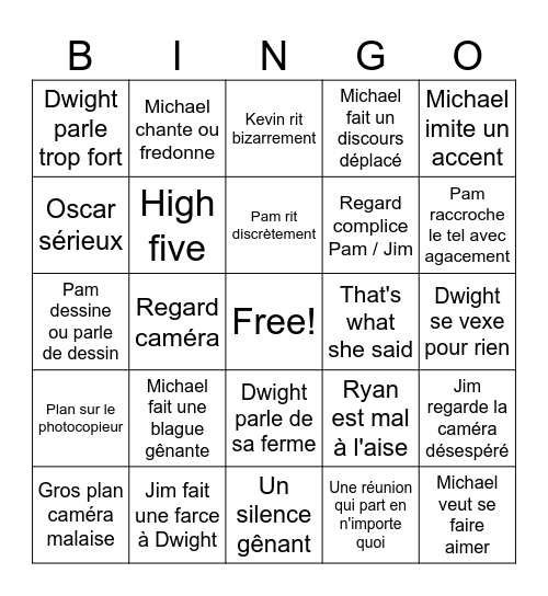 The Office (français) Bingo Card