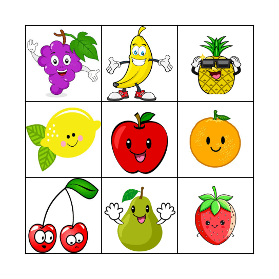 Fruit Bingo Card