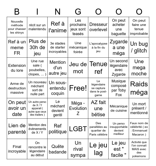 Bingo Pokemon AZ Bingo Card