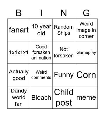 Tik Tok Forsaken Bingo Card