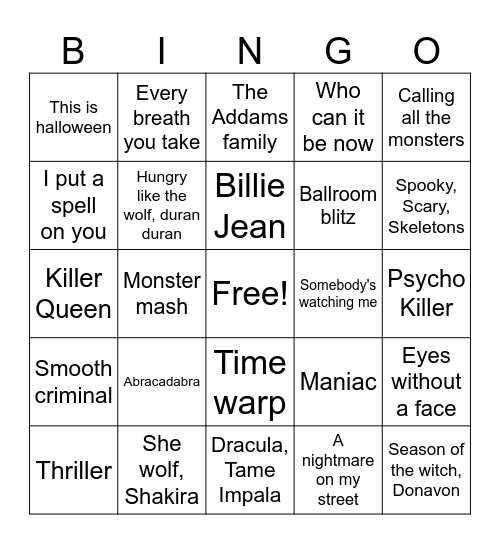 Halloween Bingo Card