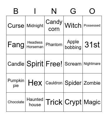 Halloween Bingo! Bingo Card