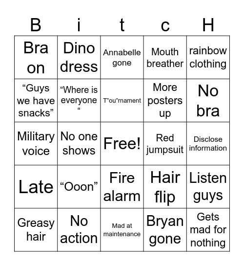 Alli’s Jungle Trouble Bingo Card