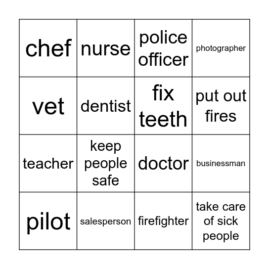 JOB BINGO Card