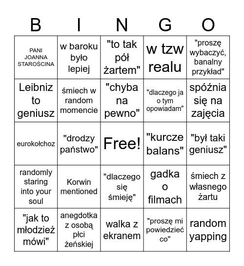 Paź Bingo Card