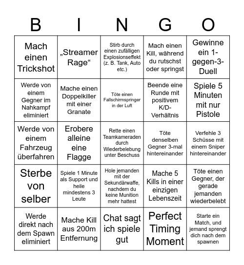 Battlefield 6 Bingo Card