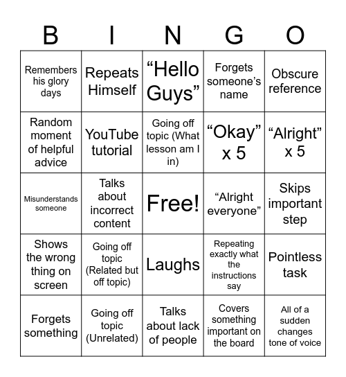 Anton Moment Bingo Card