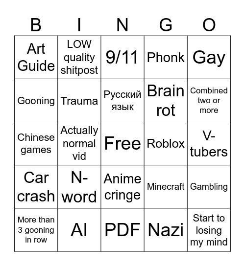 ig reels Bingo Card