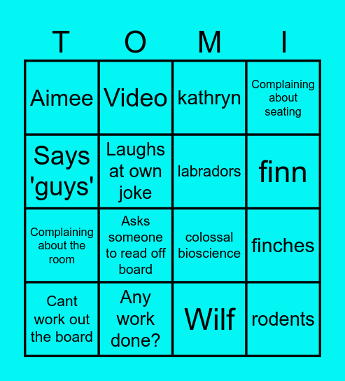 Tomi Bingo Card