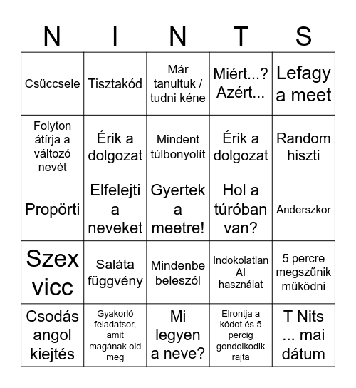 Nits bingo 2025.10.16 Bingo Card