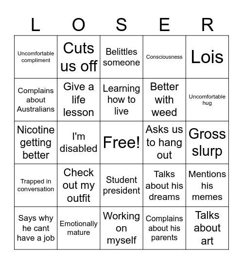 Freak bingo Card