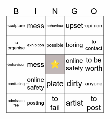 U2: How embarrassing! Bingo Card