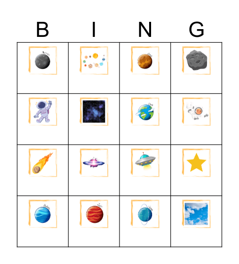 Space Bingo Card
