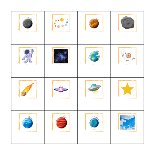 Space Bingo Card