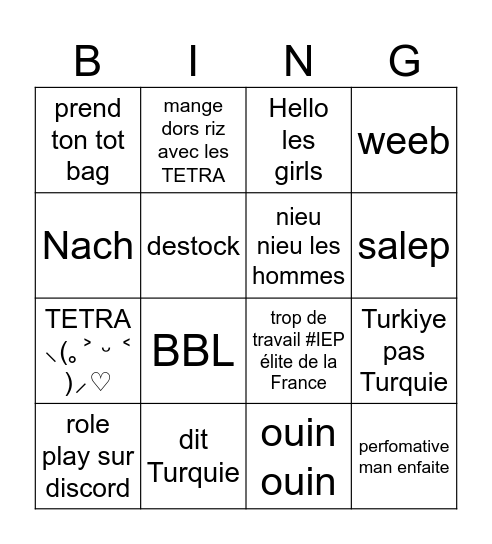 benjamin bingo Card