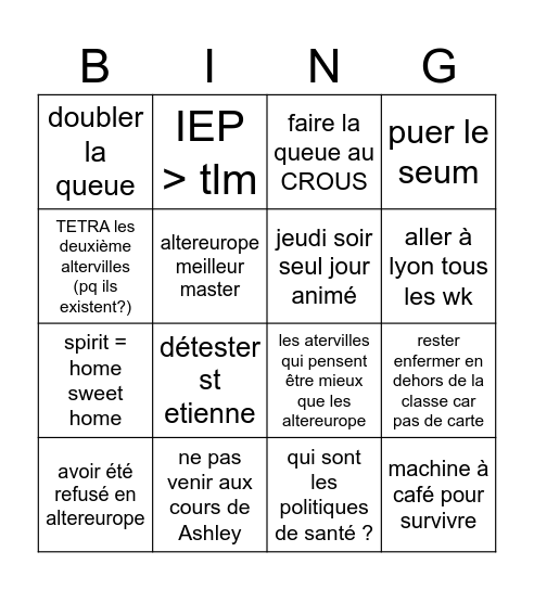 alterbingo Card