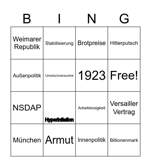 Krisenjahr 1923 Bingo Card