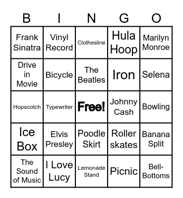 THROWBACK THURSDAY BINGO Card