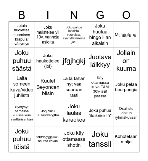 EMILIA JA MIKKO 30 Bingo Card