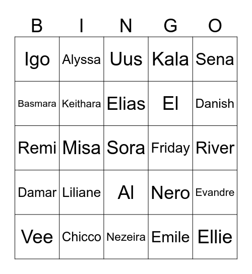 Liliane's Bingo Card