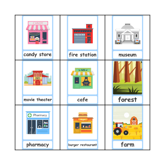 Bingo Places Bingo Card