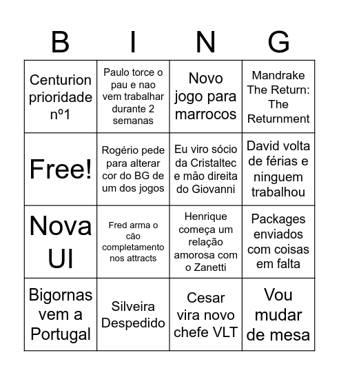 VIADO LARANJA TRAPACEIRO Bingo Card