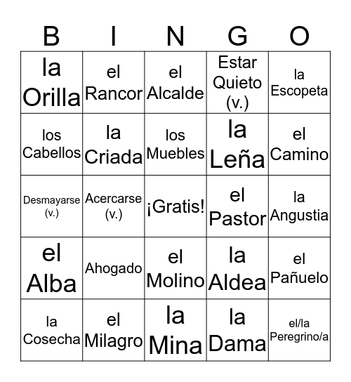 Acto II - Escena V Bingo Card