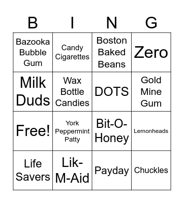 Classic Candy 2 Bingo Card