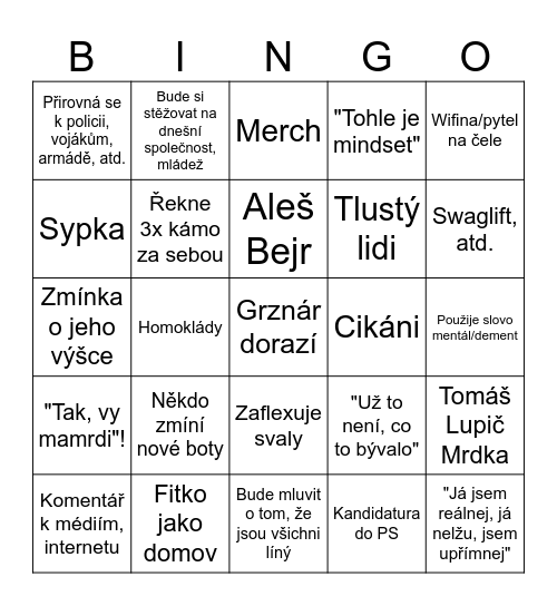 Grznár Bingo Card