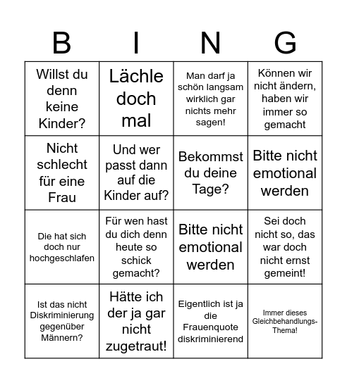 Bullshit Bingo - Kontaktfrauentreffen 2025 Bingo Card