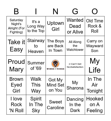 Your Dad's Playlist Bingo Card